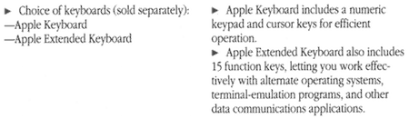 Apple Macintosh SE/30 brochure Keyboards