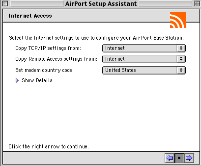 AirPort Setup screen