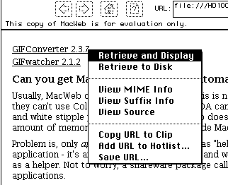 MacWeb's pop-up menu